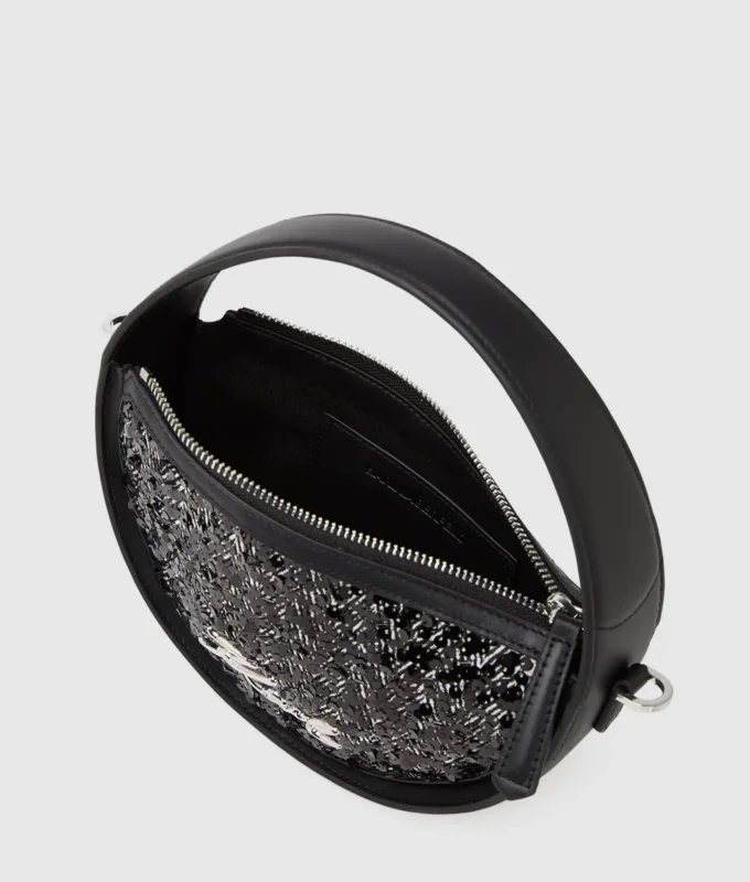 Sac à bandoulière rond à paillettes K/Signature