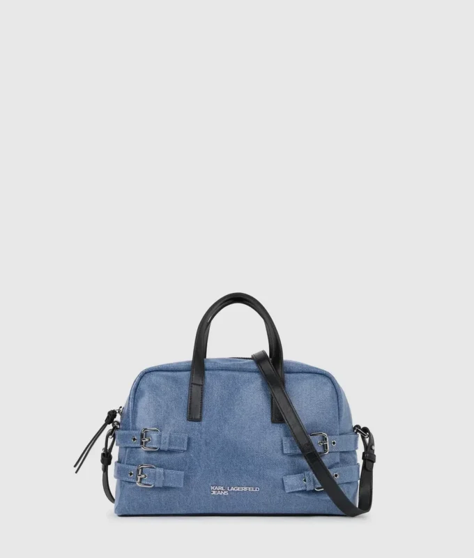 Sac bowling en denim à boucles Sac bowling en denim à boucles