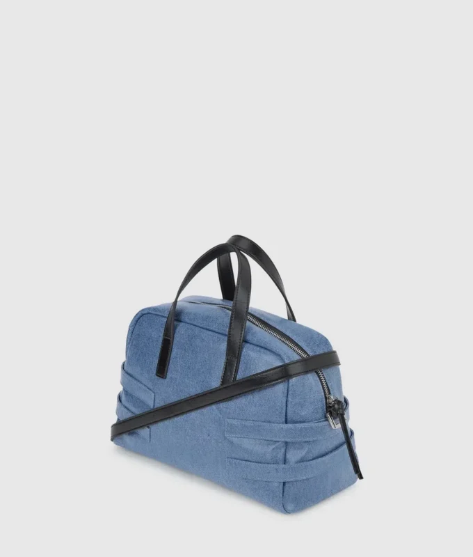 Sac bowling en denim à boucles Sac bowling en denim à boucles