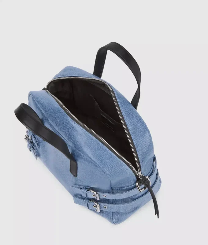 Sac bowling en denim à boucles Sac bowling en denim à boucles