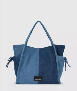 Sac cabas en denim bicolore