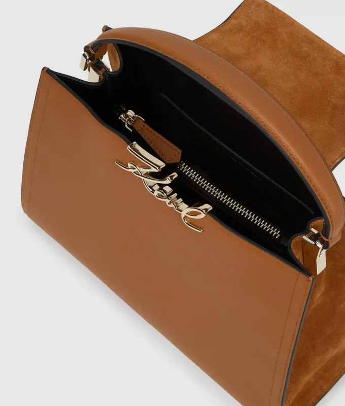 Sac à poignée supérieure en daim K/Signature Sac à poignée supérieure en daim K/Signature