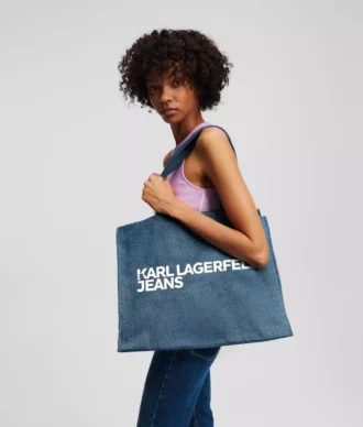 SAC SHOPPER EN DENIM AVEC LOGO