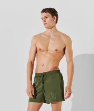 SHORT DE BAIN COURT AVEC LOGO MÉTALLIQUE