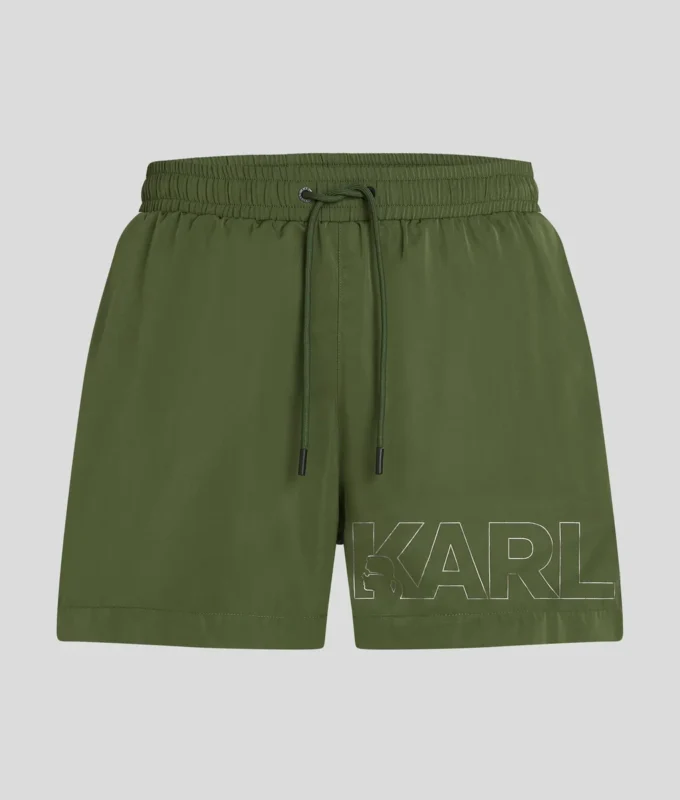 SHORT DE BAIN COURT AVEC LOGO MÉTALLIQUE SHORT DE BAIN COURT AVEC LOGO MÉTALLIQUE