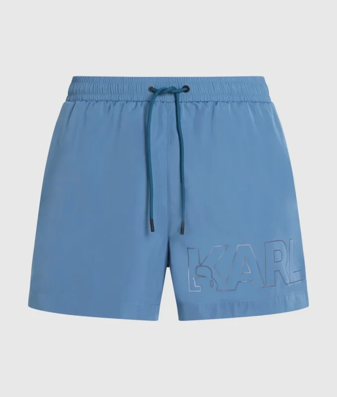 SHORT DE BAIN COURT AVEC LOGO MÉTALLIQUE SHORT DE BAIN COURT AVEC LOGO MÉTALLIQUE