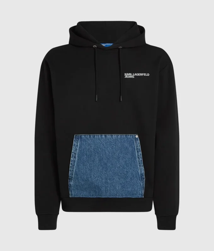 Sweat à capuche avec poche kangourou en denim