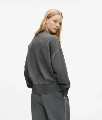 Sweat-shirt bomber délavé à fermeture éclair