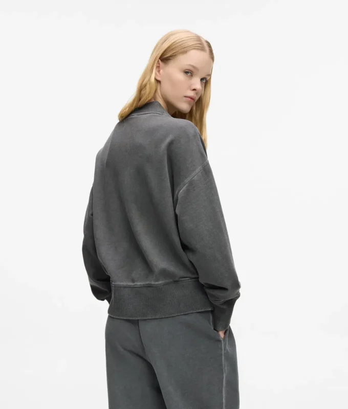 Sweat-shirt bomber délavé à fermeture éclair Sweat-shirt bomber délavé à fermeture éclair