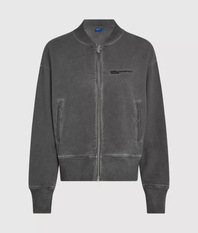 Sweat-shirt bomber délavé à fermeture éclair Sweat-shirt bomber délavé à fermeture éclair
