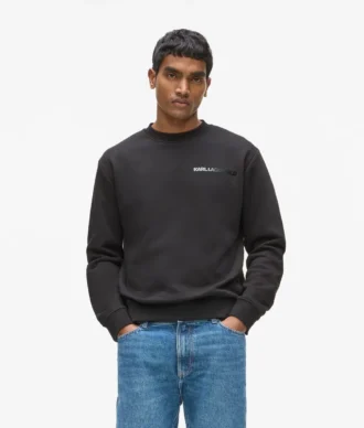 Sweat-shirt à col rond avec logo en velours