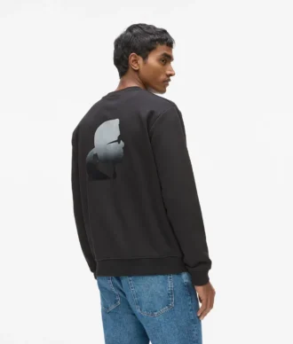 Sweat-shirt à col rond avec logo en velours