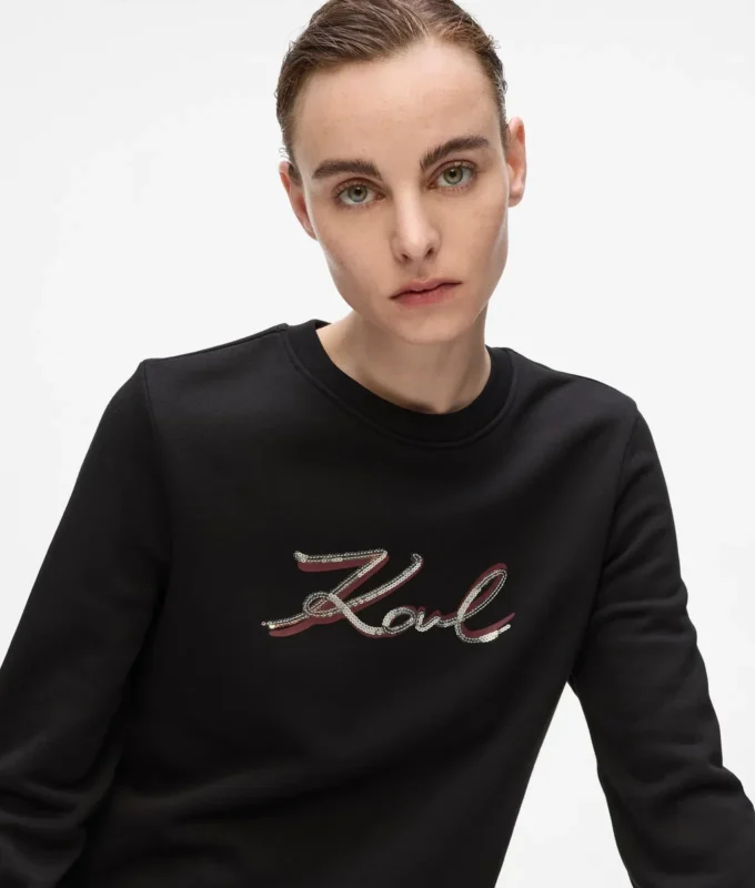 Sweat-shirt Signature à paillettes Sweat-shirt Signature à paillettes