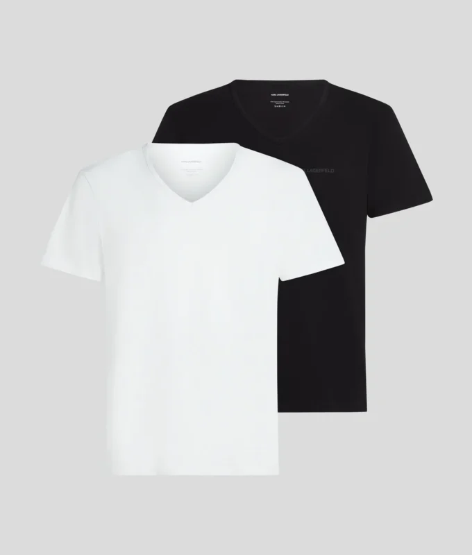 T-SHIRT À COL EN V AVEC LOGO – LOT DE 2