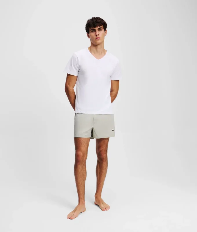 T-SHIRT À COL EN V AVEC LOGO – LOT DE 2