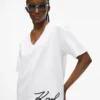 T-shirt à col en V et ourlet signature T-shirt à col en V et ourlet signature