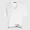 T-shirt à col en V et ourlet signature T-shirt à col en V et ourlet signature