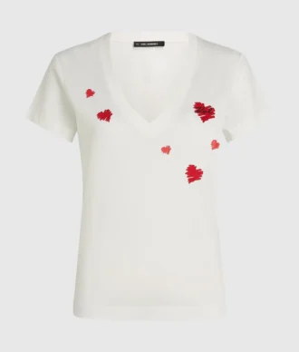 T-shirt à col en V Hearts