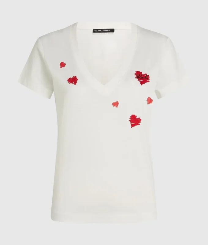 T-shirt à col en V Hearts T-shirt à col en V Hearts