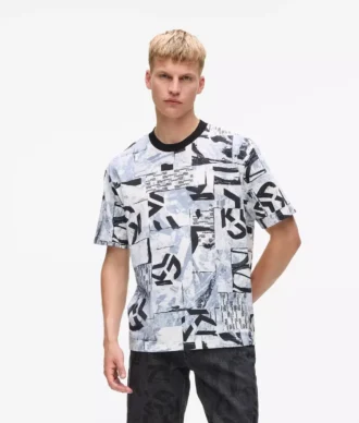 T-shirt décontracté avec monogramme sur toute la surface