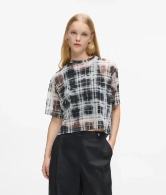 T-shirt en maille à carreaux