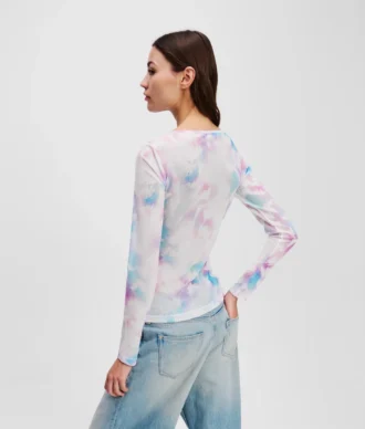 T-SHIRT EN MAILLE À IMPRIMÉ FLORAL
