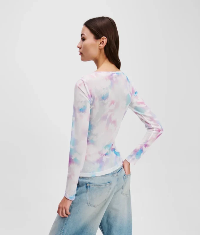 T-SHIRT EN MAILLE À IMPRIMÉ FLORAL T-SHIRT EN MAILLE À IMPRIMÉ FLORAL