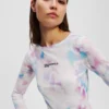 T-SHIRT EN MAILLE À IMPRIMÉ FLORAL T-SHIRT EN MAILLE À IMPRIMÉ FLORAL