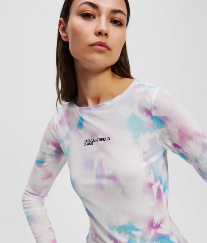 T-SHIRT EN MAILLE À IMPRIMÉ FLORAL T-SHIRT EN MAILLE À IMPRIMÉ FLORAL