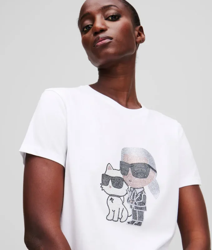T-SHIRT IKON KARL & CHOUPETTE RHINESTONE T-SHIRT IKON KARL & CHOUPETTE RHINESTONE