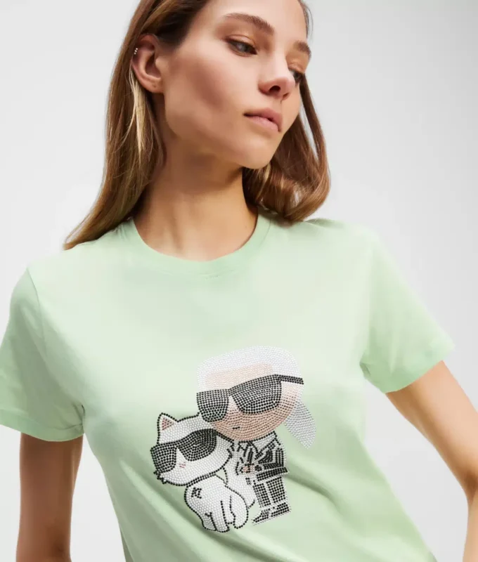 T-SHIRT IKON KARL & CHOUPETTE RHINESTONE T-SHIRT IKON KARL & CHOUPETTE RHINESTONE