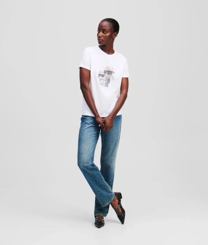 T-SHIRT IKON KARL & CHOUPETTE RHINESTONE T-SHIRT IKON KARL & CHOUPETTE RHINESTONE