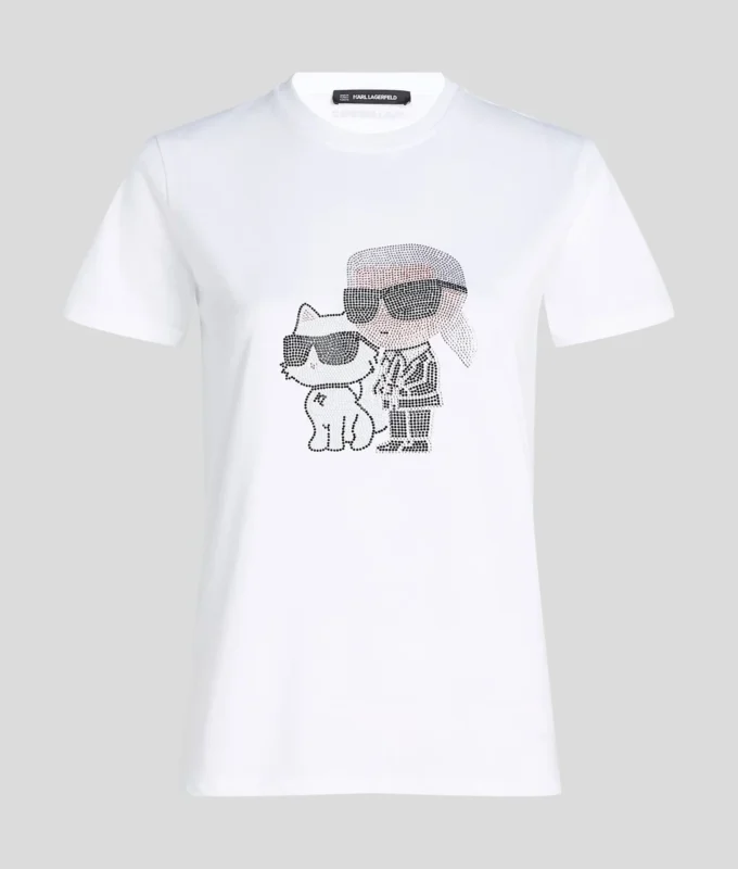T-SHIRT IKON KARL & CHOUPETTE RHINESTONE T-SHIRT IKON KARL & CHOUPETTE RHINESTONE