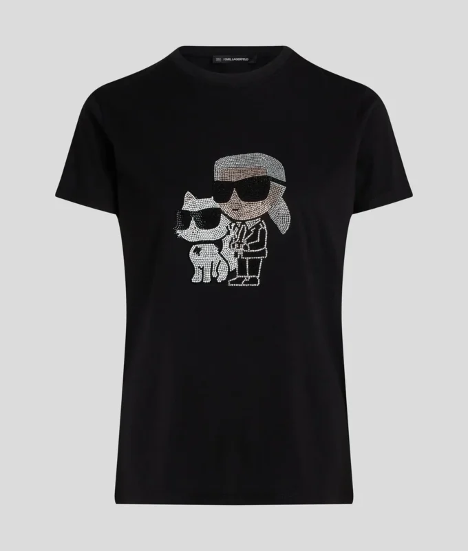 T-SHIRT IKON KARL & CHOUPETTE RHINESTONE T-SHIRT IKON KARL & CHOUPETTE RHINESTONE