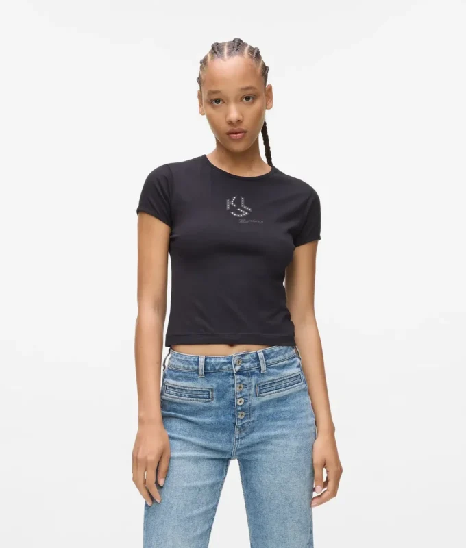 T-shirt à monogramme clouté T-shirt à monogramme clouté