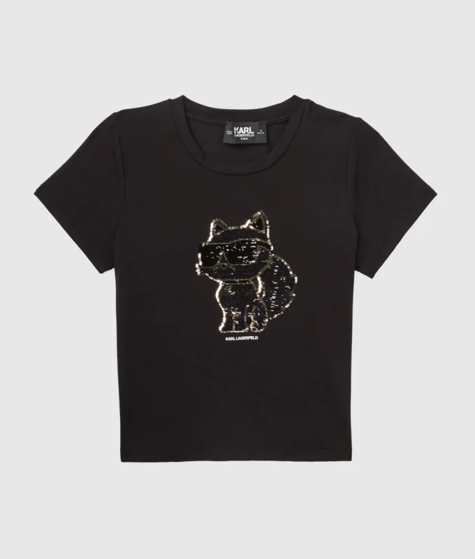 T-shirt à paillettes Ikon Choupette pour fille T-shirt à paillettes Ikon Choupette pour fille