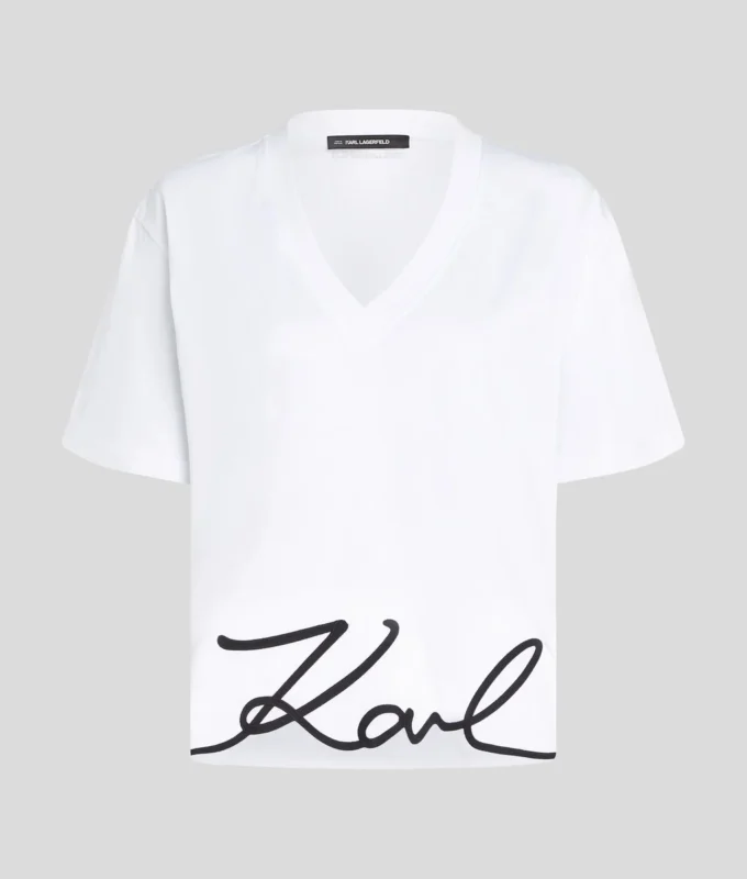 T-SHIRT SIGNATURE À COL EN V T-SHIRT SIGNATURE À COL EN V