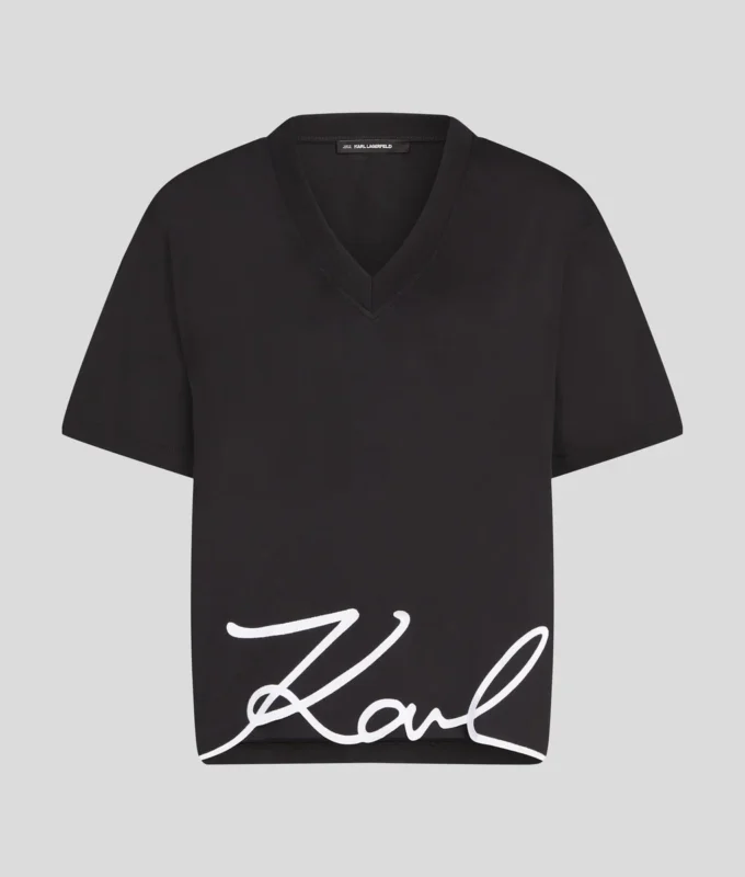 T-SHIRT SIGNATURE À COL EN V T-SHIRT SIGNATURE À COL EN V