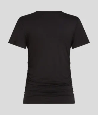 T-SHIRT SIGNATURE À COL EN V ET FRONCÉ