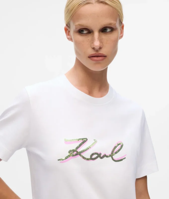 T-shirt Signature à paillettes T-shirt Signature à paillettes
