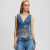 TOP EN JEAN À FRANGES TOP EN JEAN À FRANGES