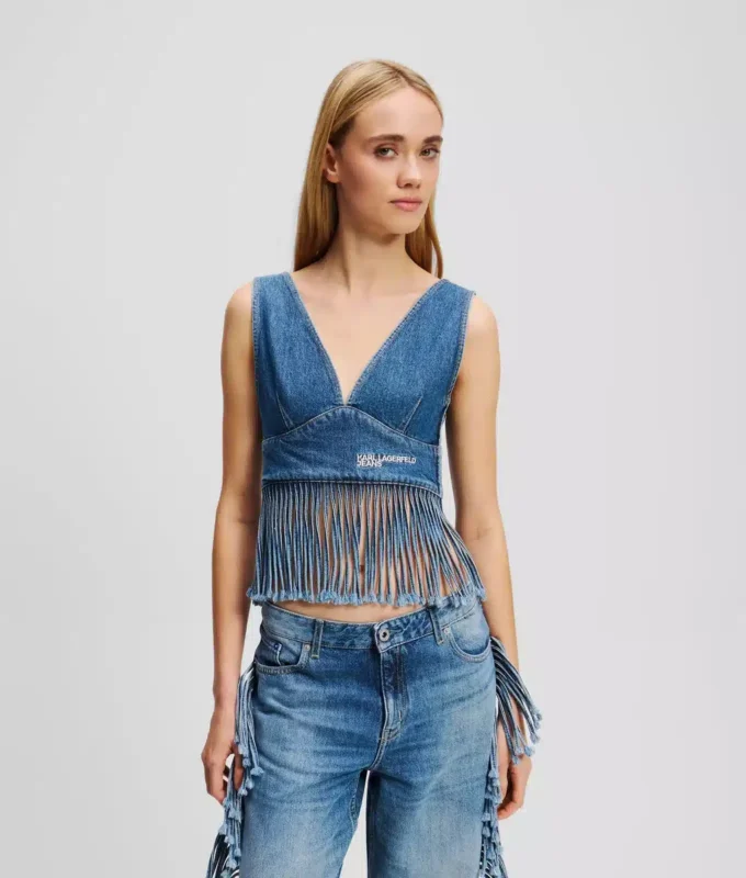TOP EN JEAN À FRANGES TOP EN JEAN À FRANGES