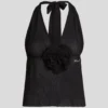 TOP HALTER PLISSÉ À FLEURS TOP HALTER PLISSÉ À FLEURS