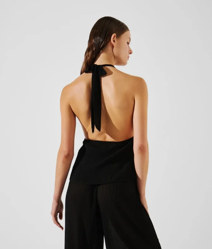 TOP HALTER PLISSÉ À FLEURS TOP HALTER PLISSÉ À FLEURS