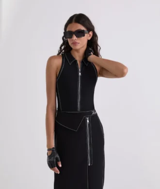 TOP SANS MANCHES À COUTURES CONTRASTÉES
