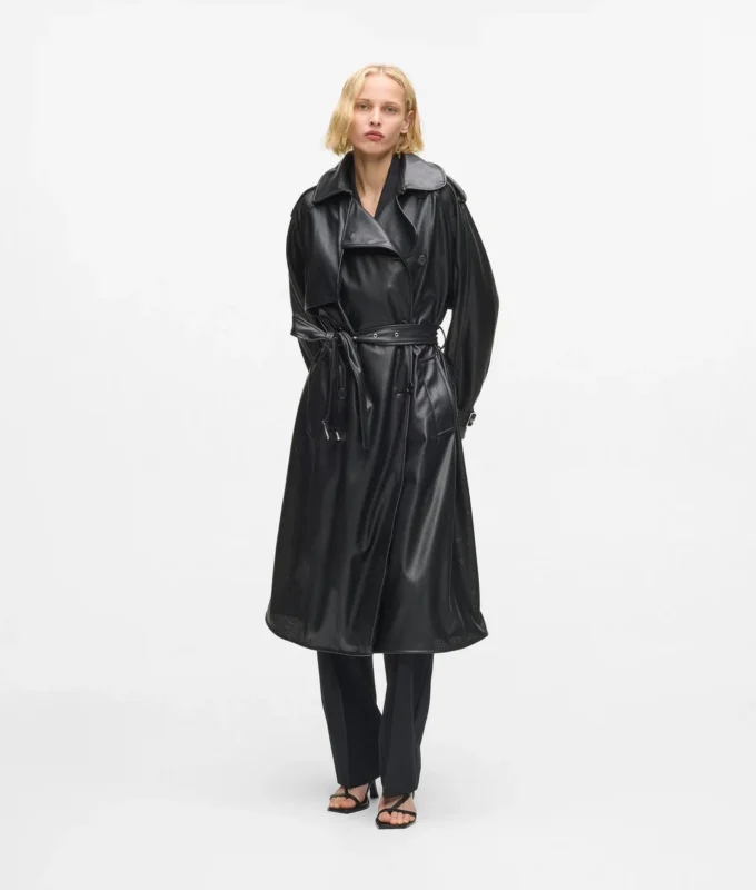 Trench-coat en simili cuir perforé Trench-coat en simili cuir perforé