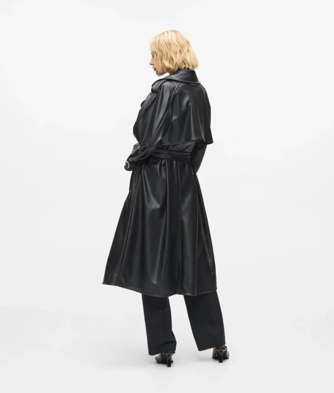Trench-coat en simili cuir perforé Trench-coat en simili cuir perforé