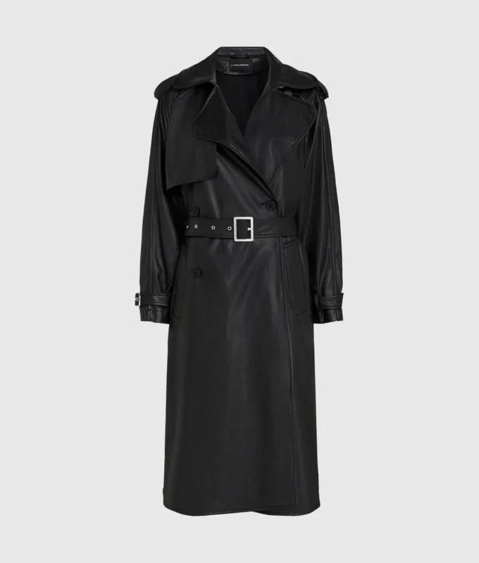 Trench-coat en simili cuir perforé Trench-coat en simili cuir perforé