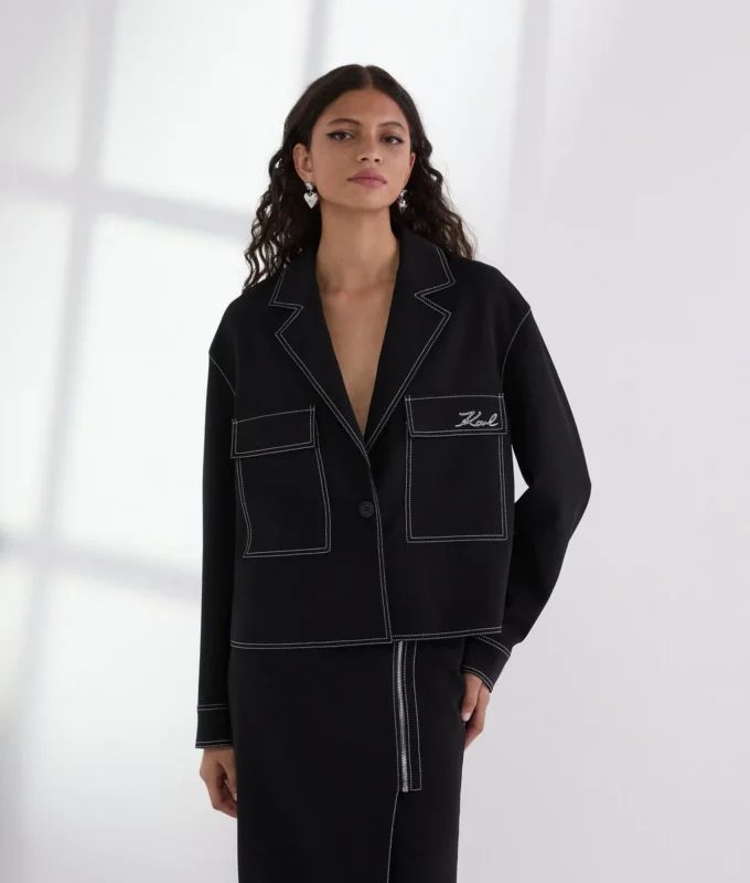 VESTE À COUTURES CONTRASTÉES VESTE À COUTURES CONTRASTÉES
