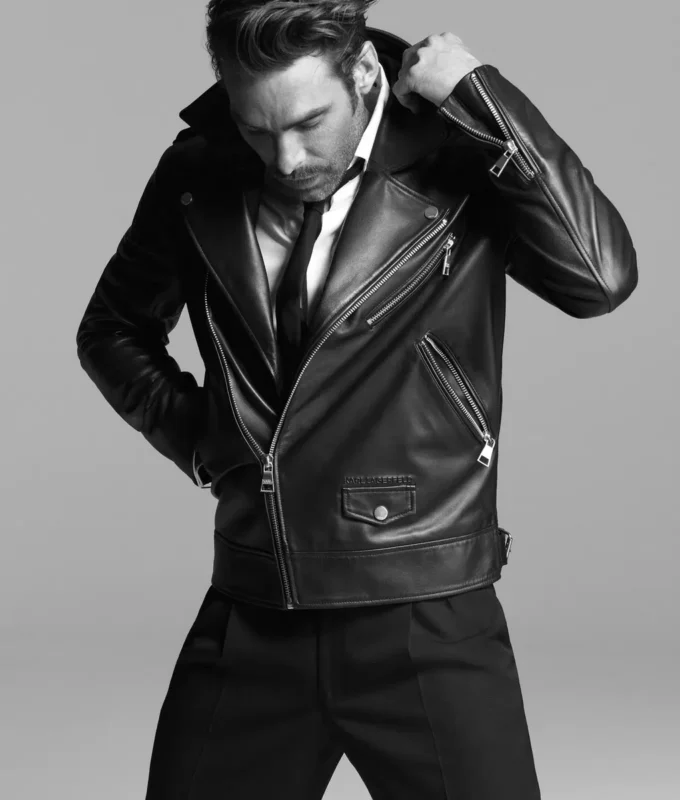 VESTE EN CUIR KARL ESSENTIAL VESTE EN CUIR KARL ESSENTIAL